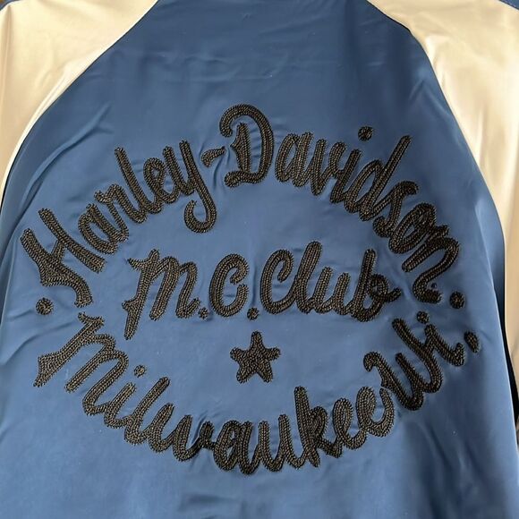 Harley-Davidson® Men's Club Crew Satin Bomber Jacket Colorblock Blue L - Picture 5 of 12